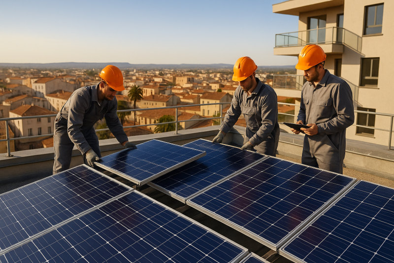 Installation de panneaux solaires sur toit d’immeuble : solution collective et rentable pour produire votre énergie à Narbonne et en Occitanie