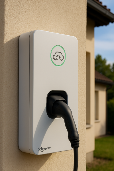 Installation photovoltaïque 6 kWc avec borne de recharge Schneider ultra-rapide, incluant gestion énergétique avancée sur habitation résidentielle à Carcassonne